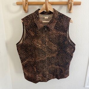 Vintage 90s Y2K Briggs brown Leopard Print Vest Top 14